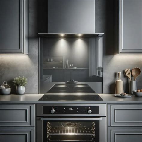 mirrored splashback behind gas hob